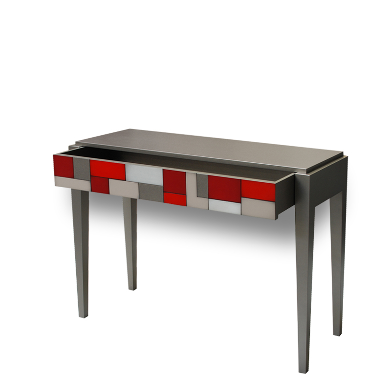 MEUBLES LE DU Meubles Morbihan Console Quadrik Rouge Metal 813